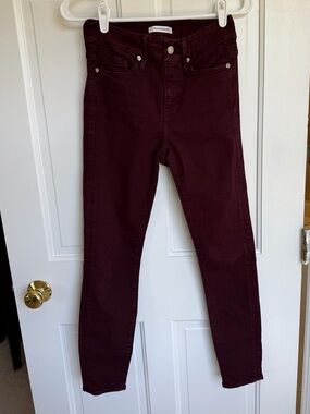Good American Burgundy Skinny Jeans Size 0/25 High Rise Stretch Denim